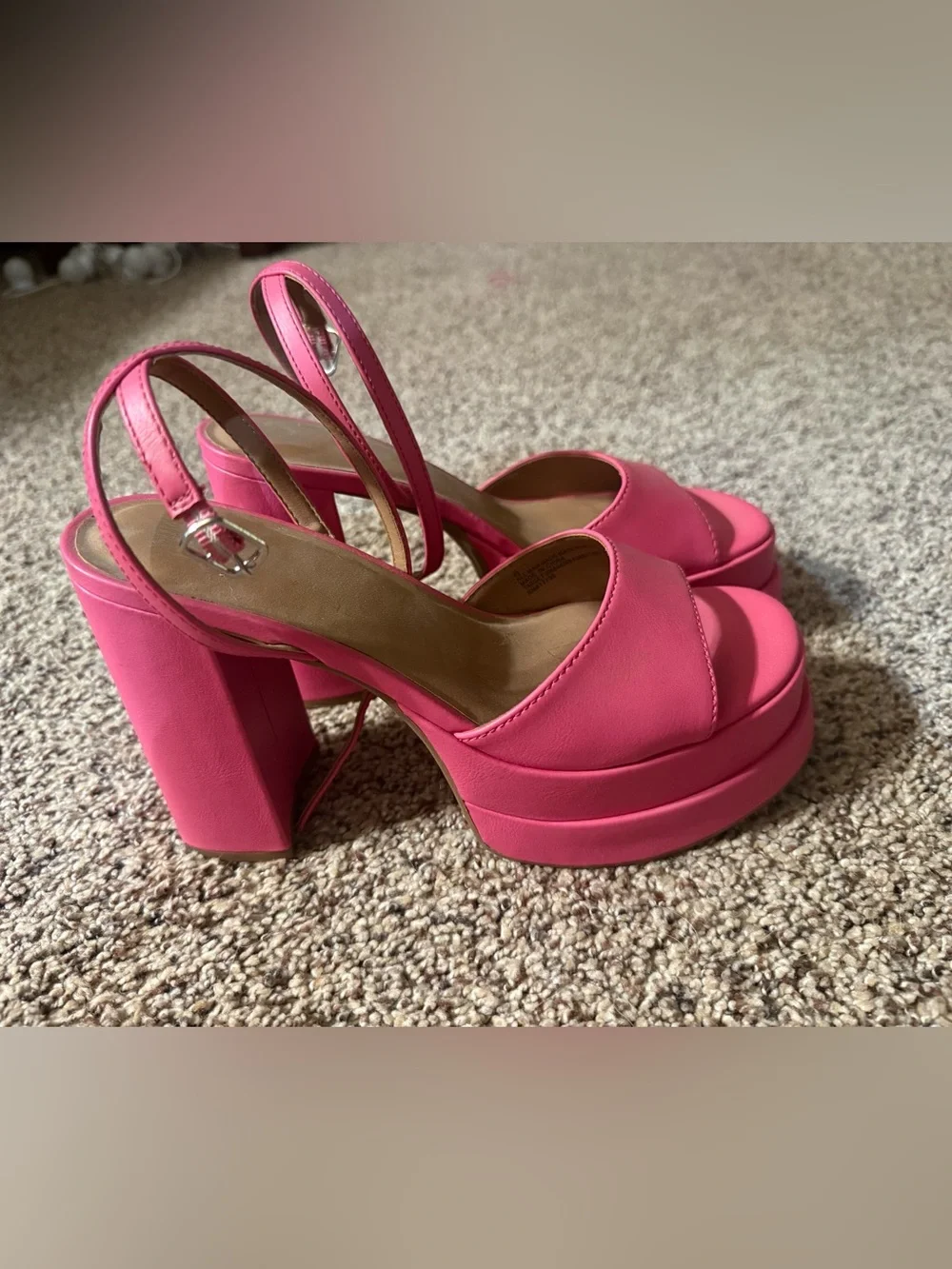 Women's Pink Platform Block Heel Sandals